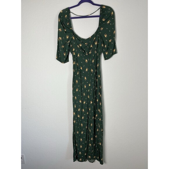 Fourteenth Place Benji Floral Midi Dress in Hunter Floral Green Large 208 - Picture 6 of 9